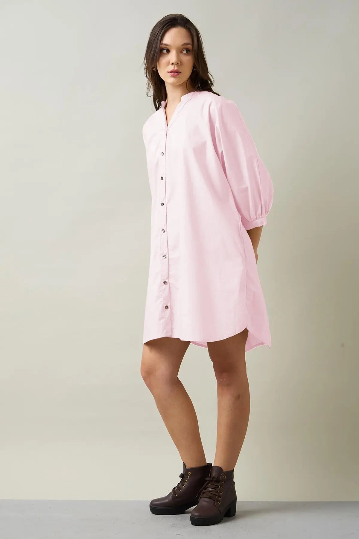 Pink Relaxed Shirt Style Dress SNEHA B