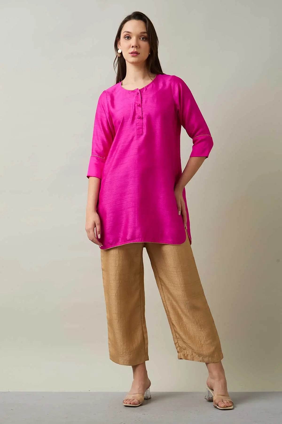 Pink Silk Short Tunic & Pants SNEHA B