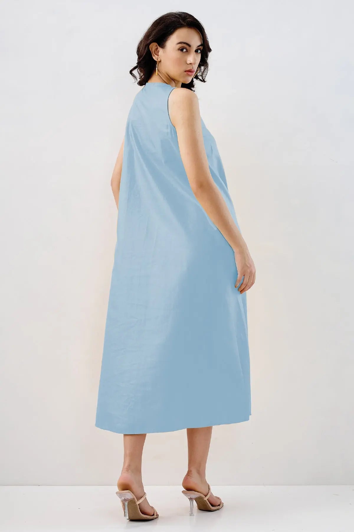 Powder Blue Box Pleated Dress SNEHA B