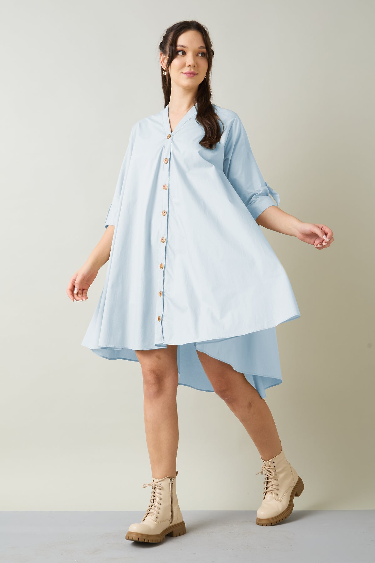 Powder Blue Cotton Relax Dress
