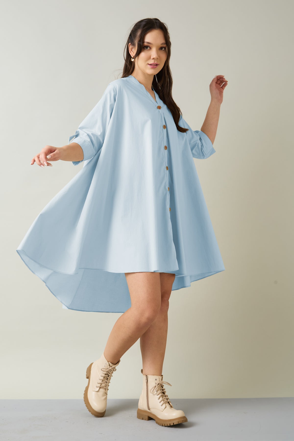 Buy Powder Blue Cotton Relax Dress by SNEHA B