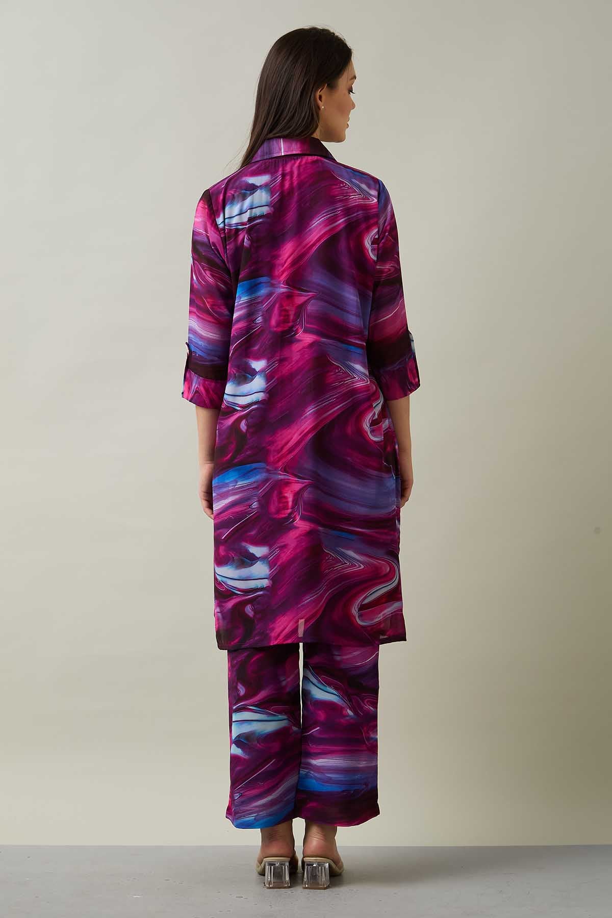 Printed Shirt Style Tunic Set