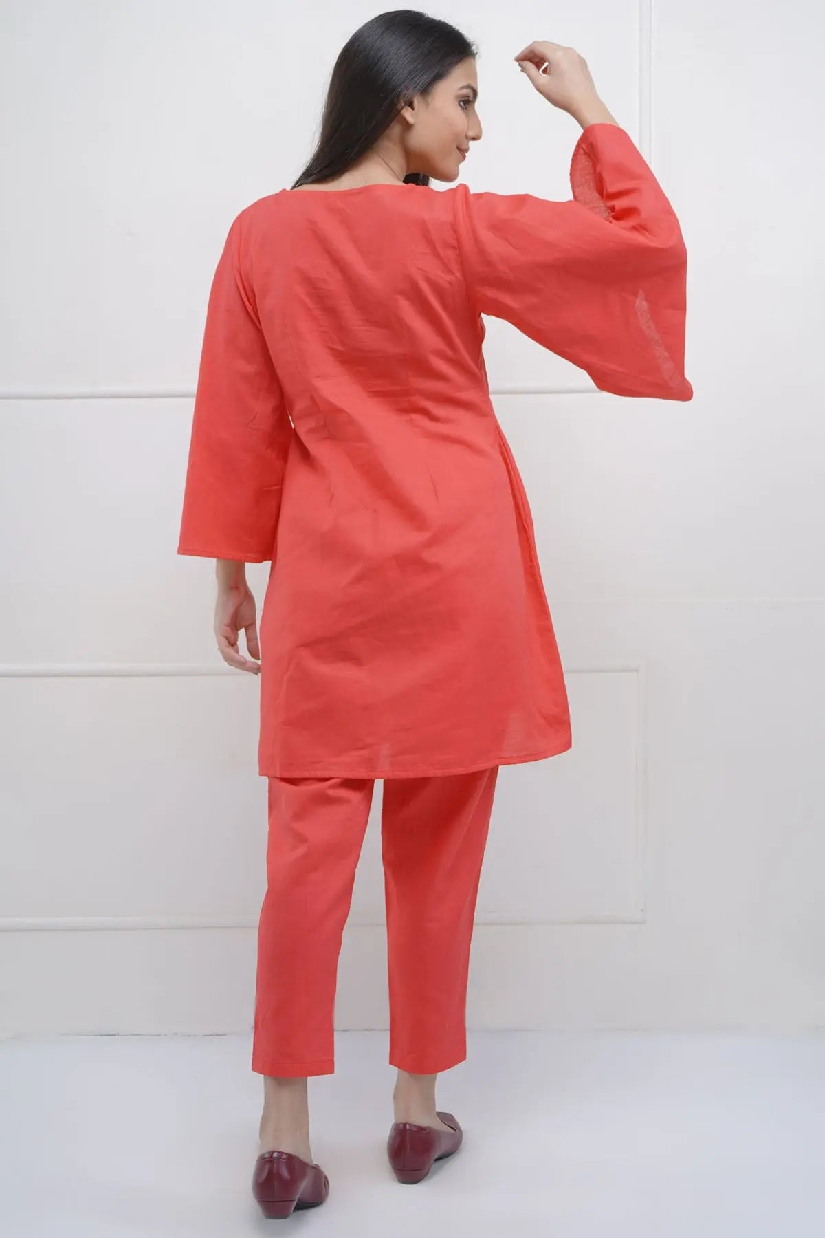 Red Embroidered Kurta & Pants SNEHA B