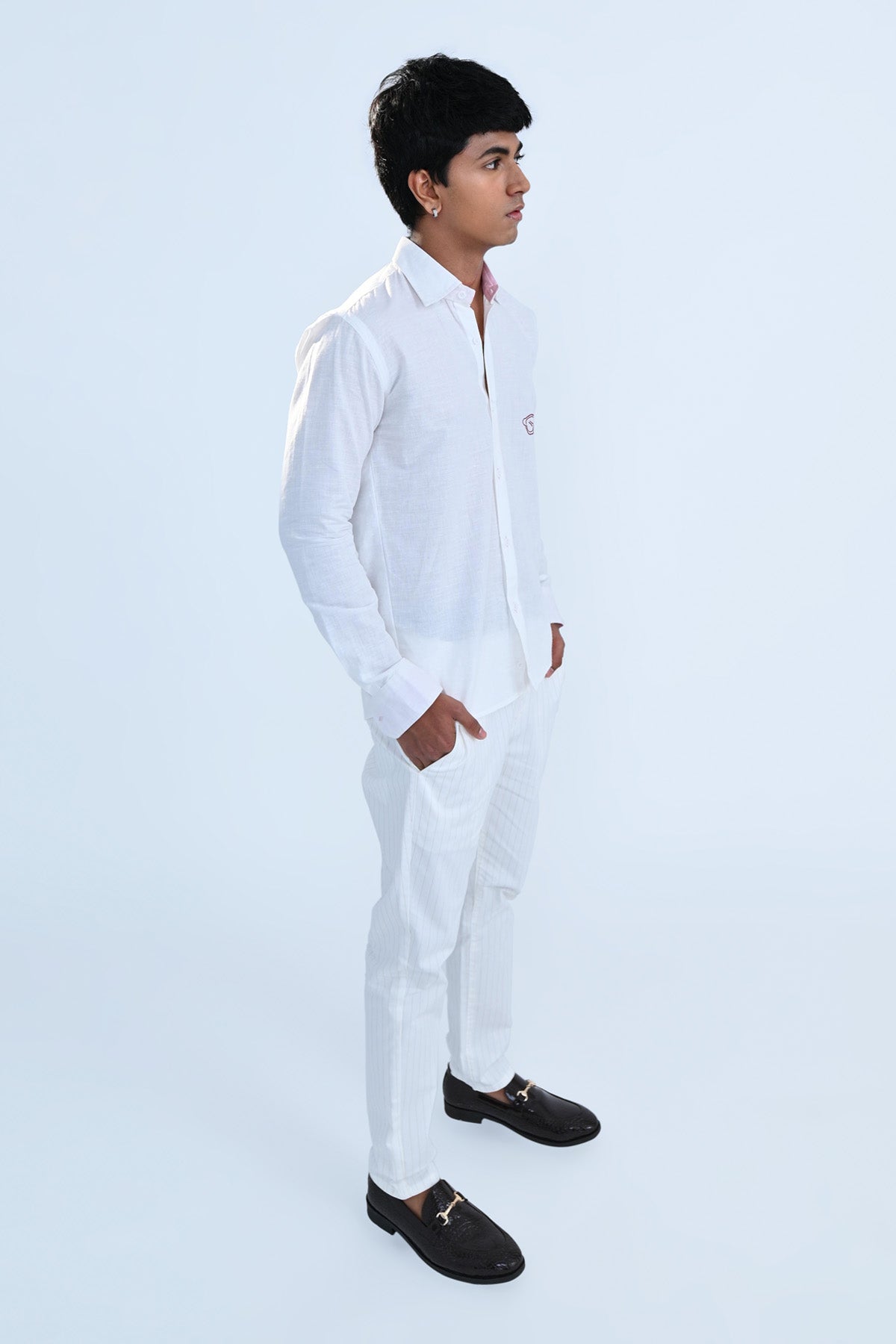 Sunglasses Embroidered Cotton Linen Shirt