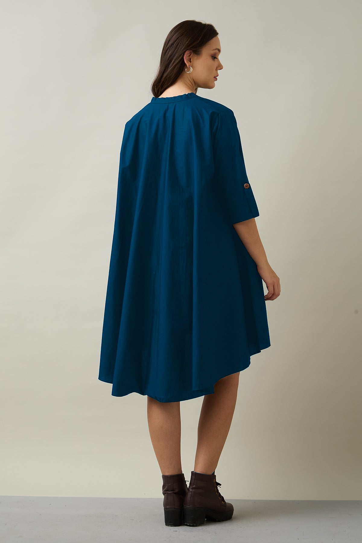 Teal Blue Cotton Oversize Dress