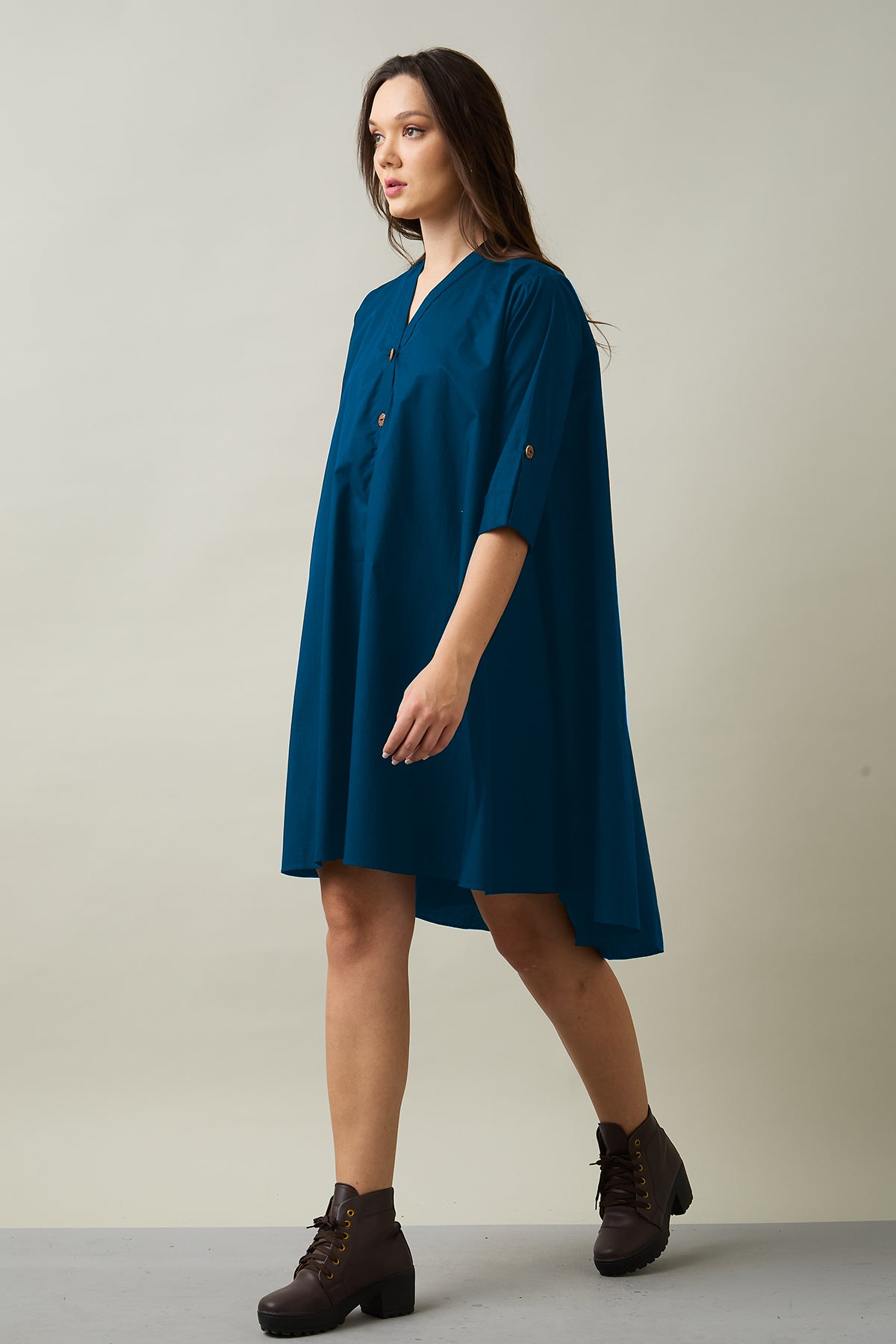 Teal Blue Cotton Oversize Dress