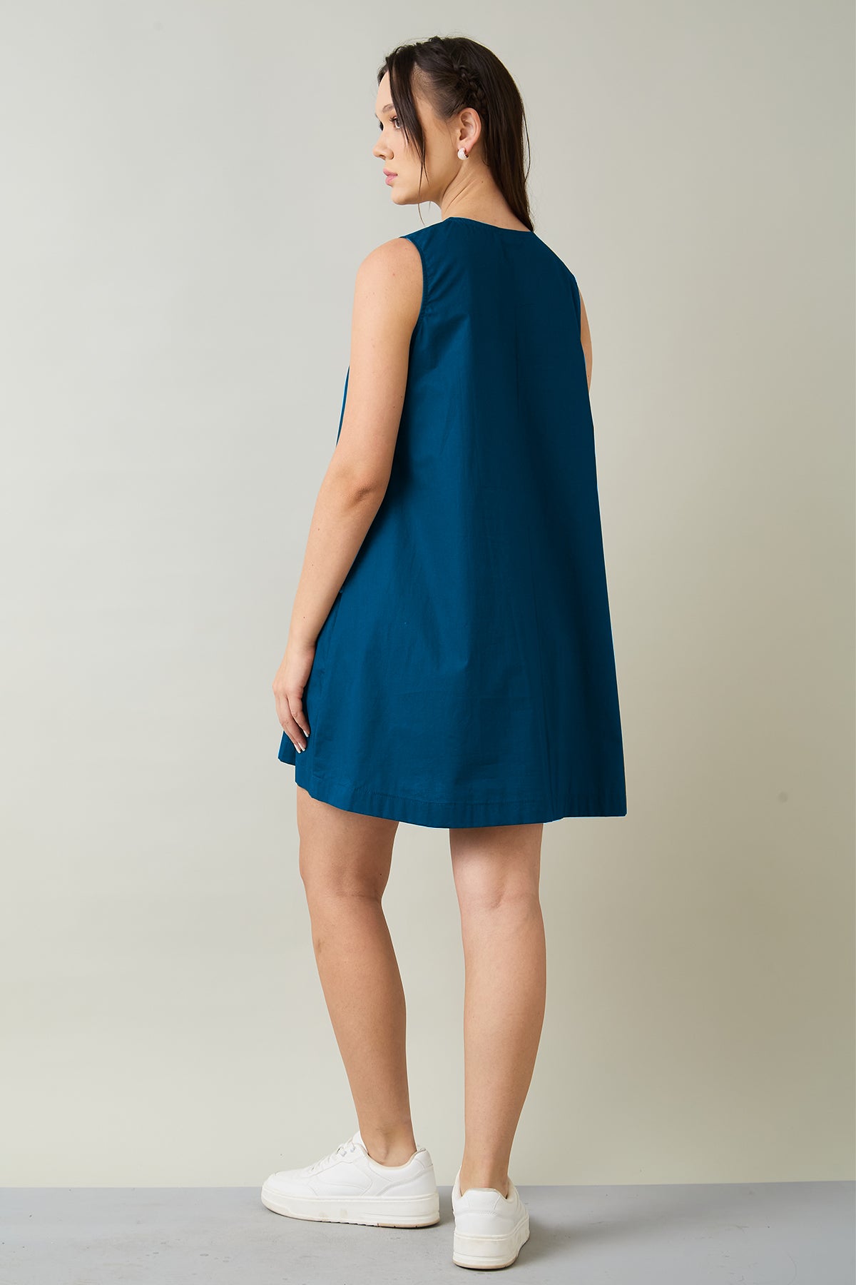 Teal Cotton Sleeveless Dress