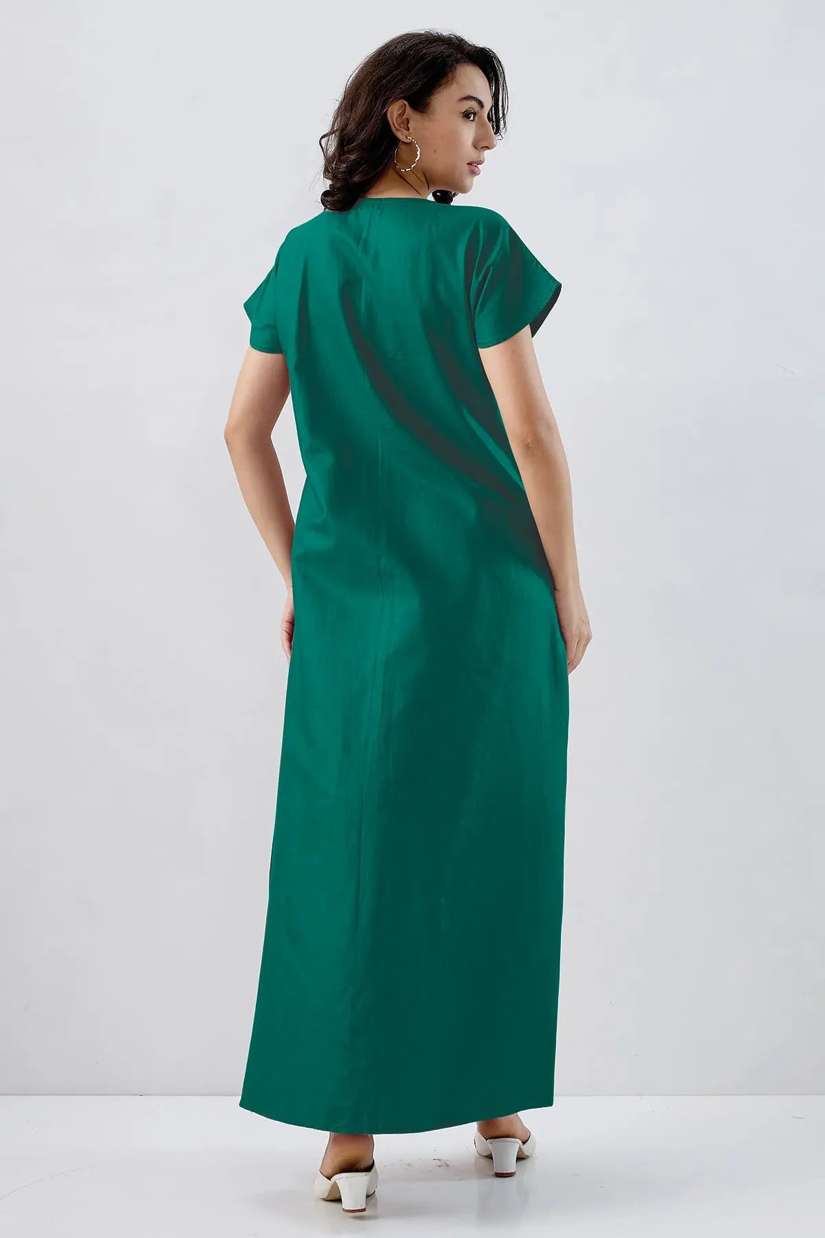 Teal Green Cotton Button Dress SNEHA B