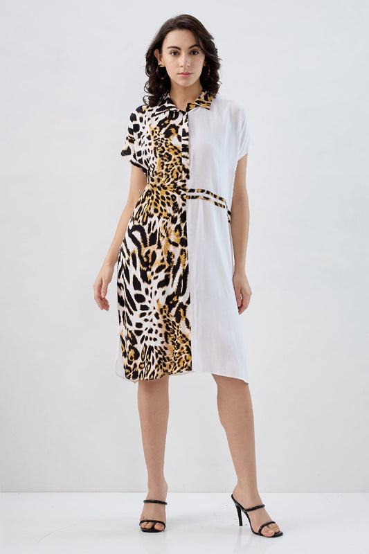 Tiger Printed Colorblock Dress