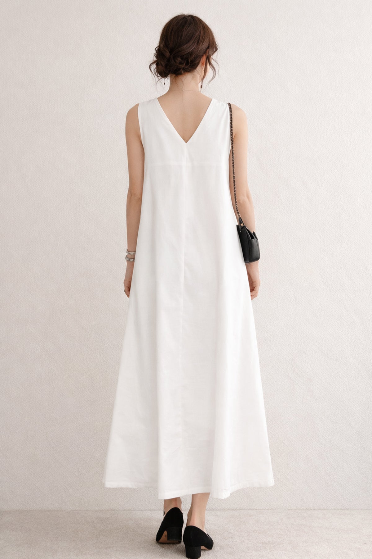 White A-Line Cotton Maxi Dress