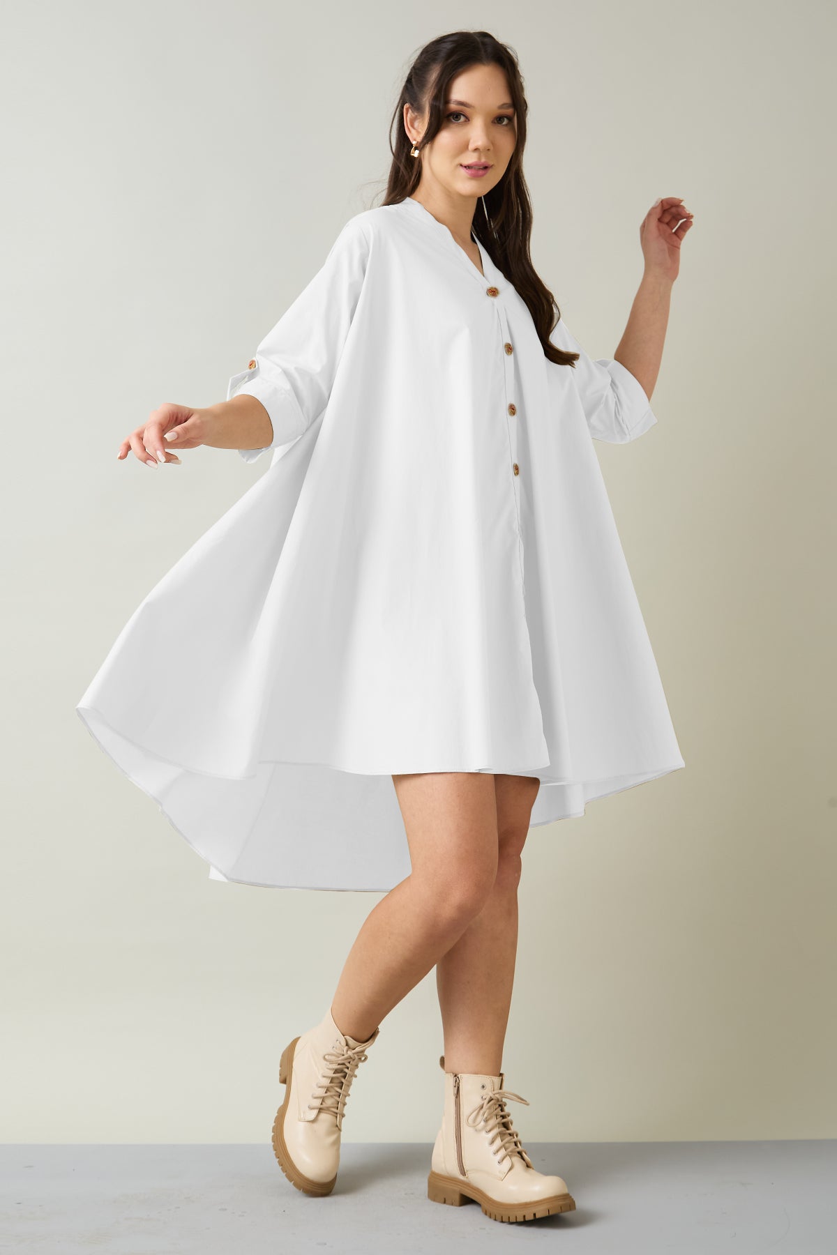 White Cotton Oversized Dress