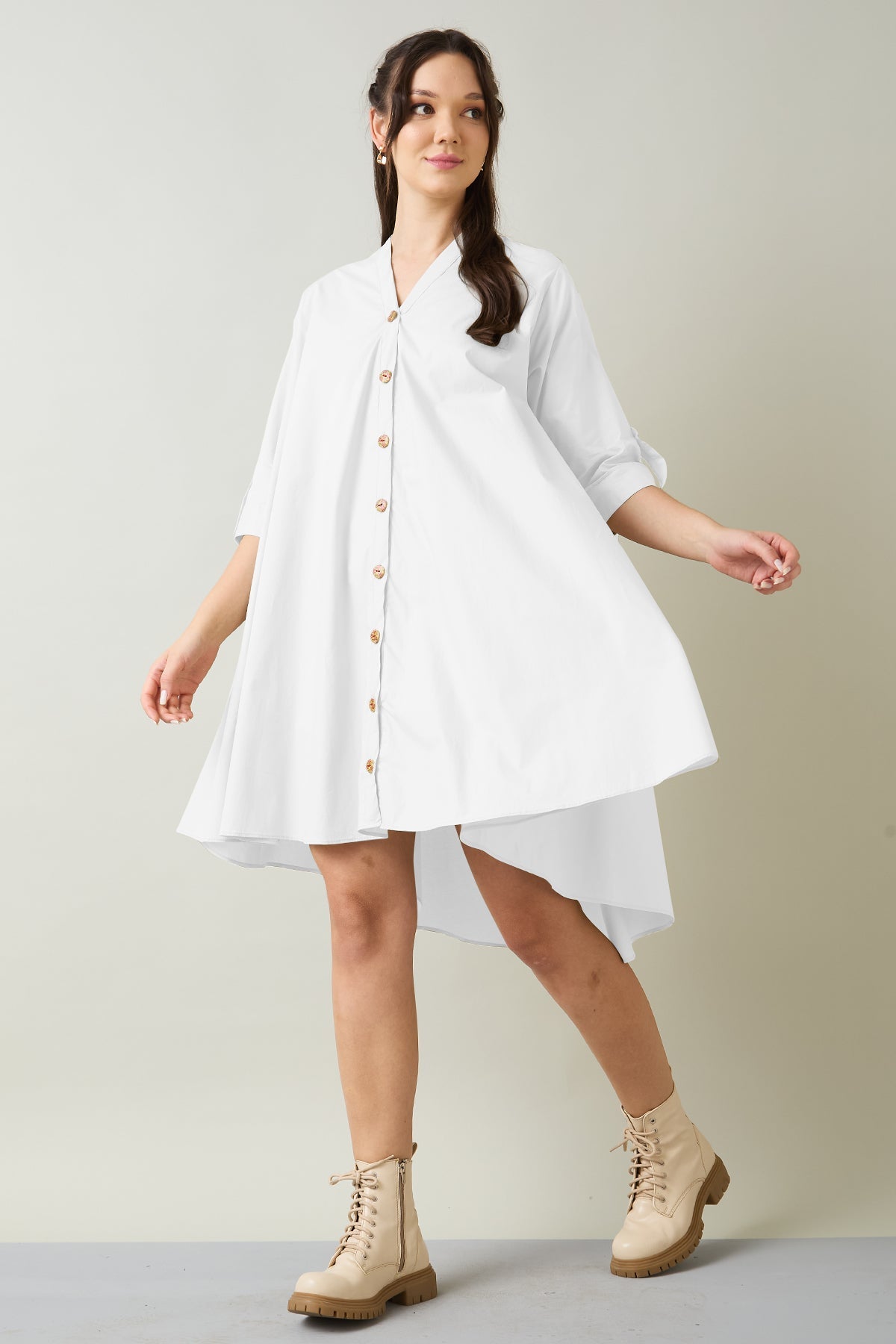 White Cotton Oversized Dress