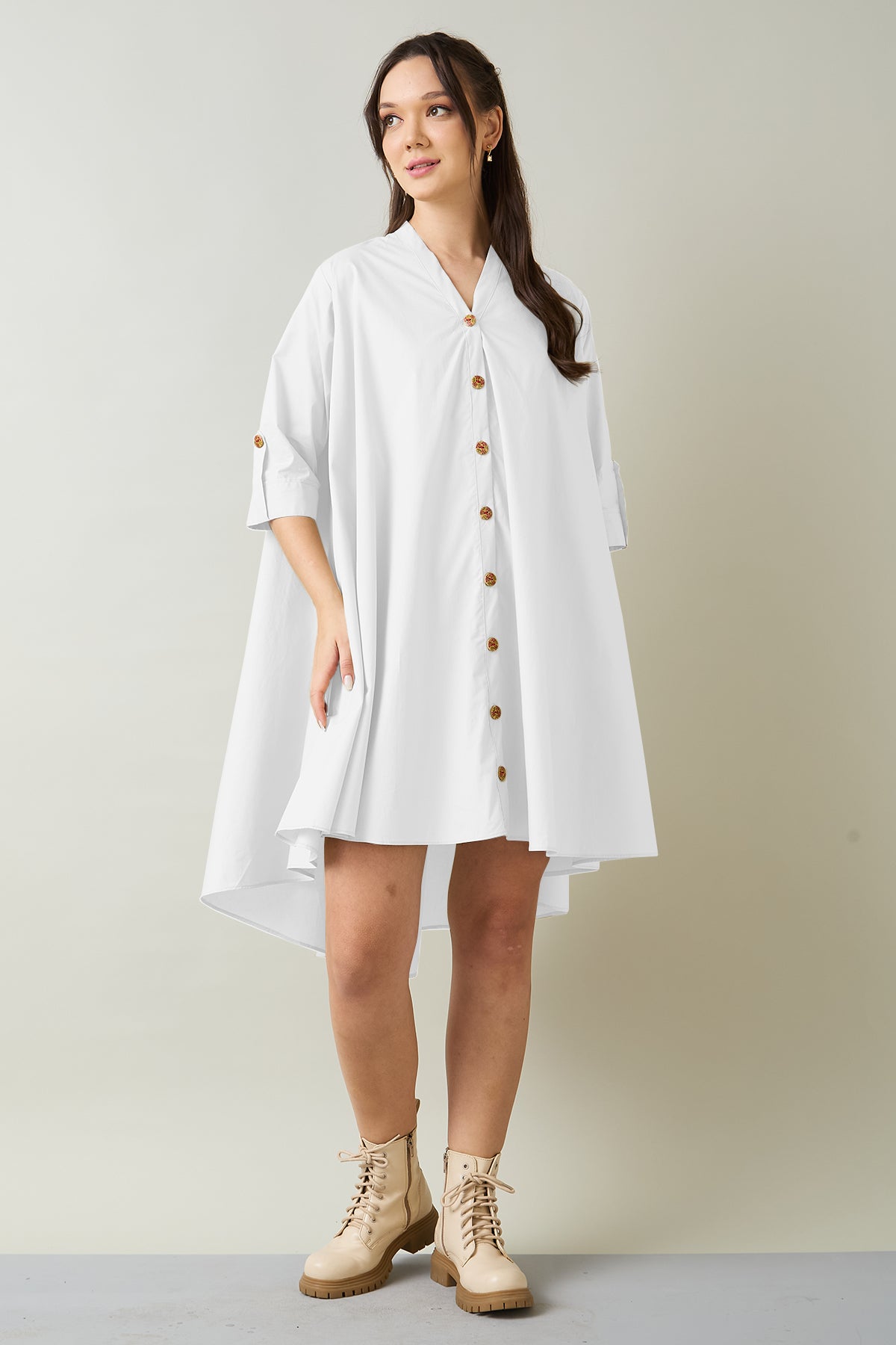 White Cotton Oversized Dress