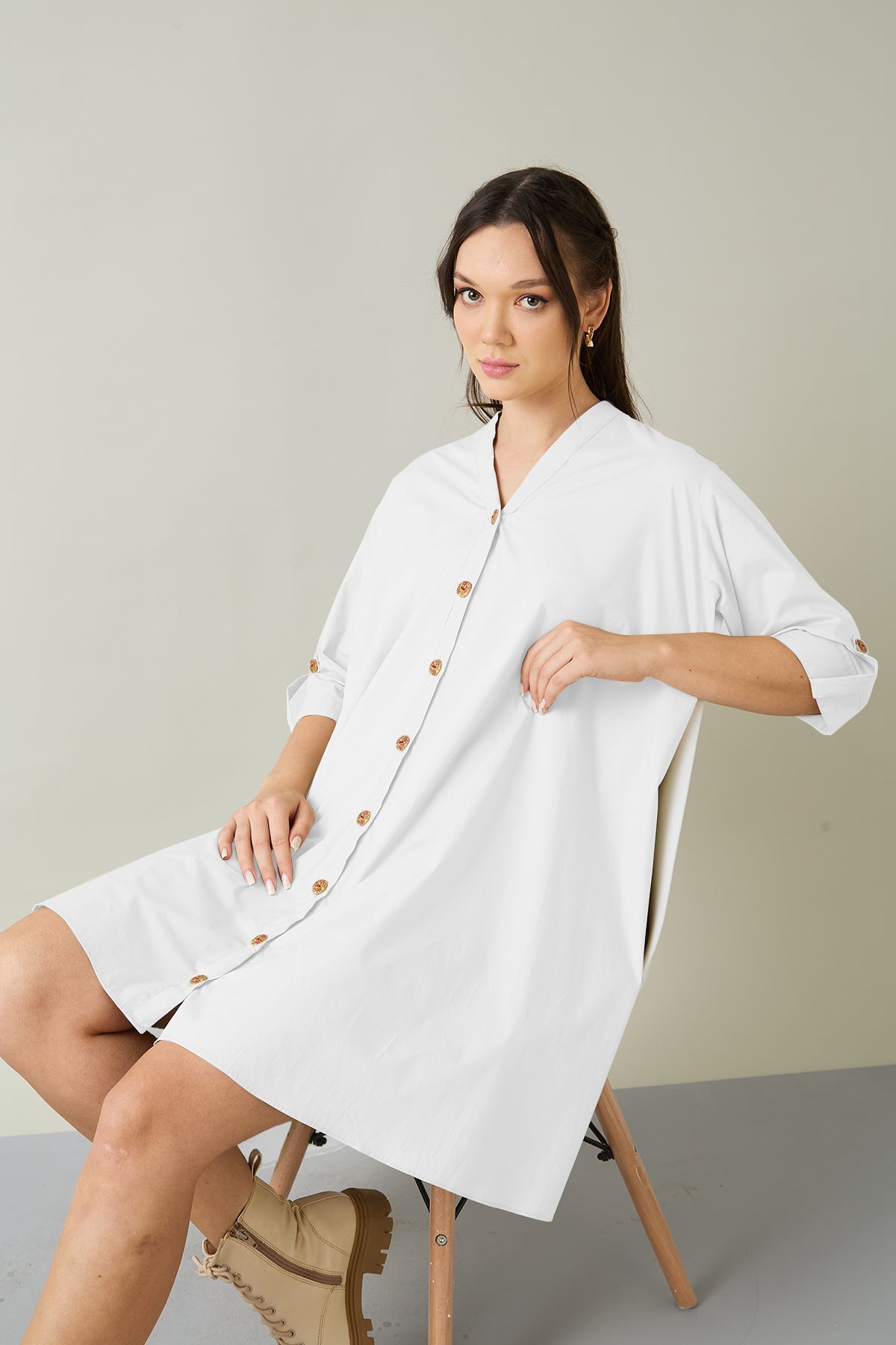 White Cotton Oversized Dress
