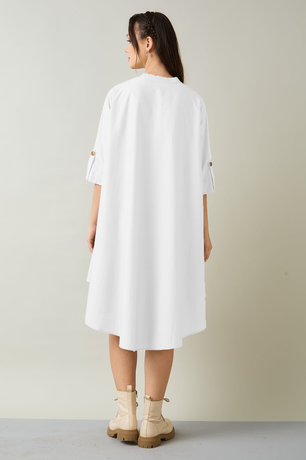 White Cotton Oversized Dress