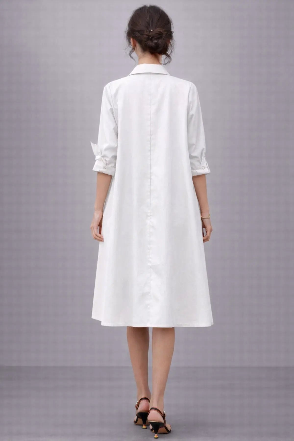 White Knee Length Shirt Dress SNEHA B