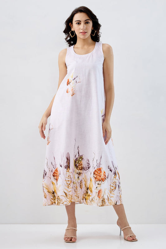 White Pink Mushroom Print Dress