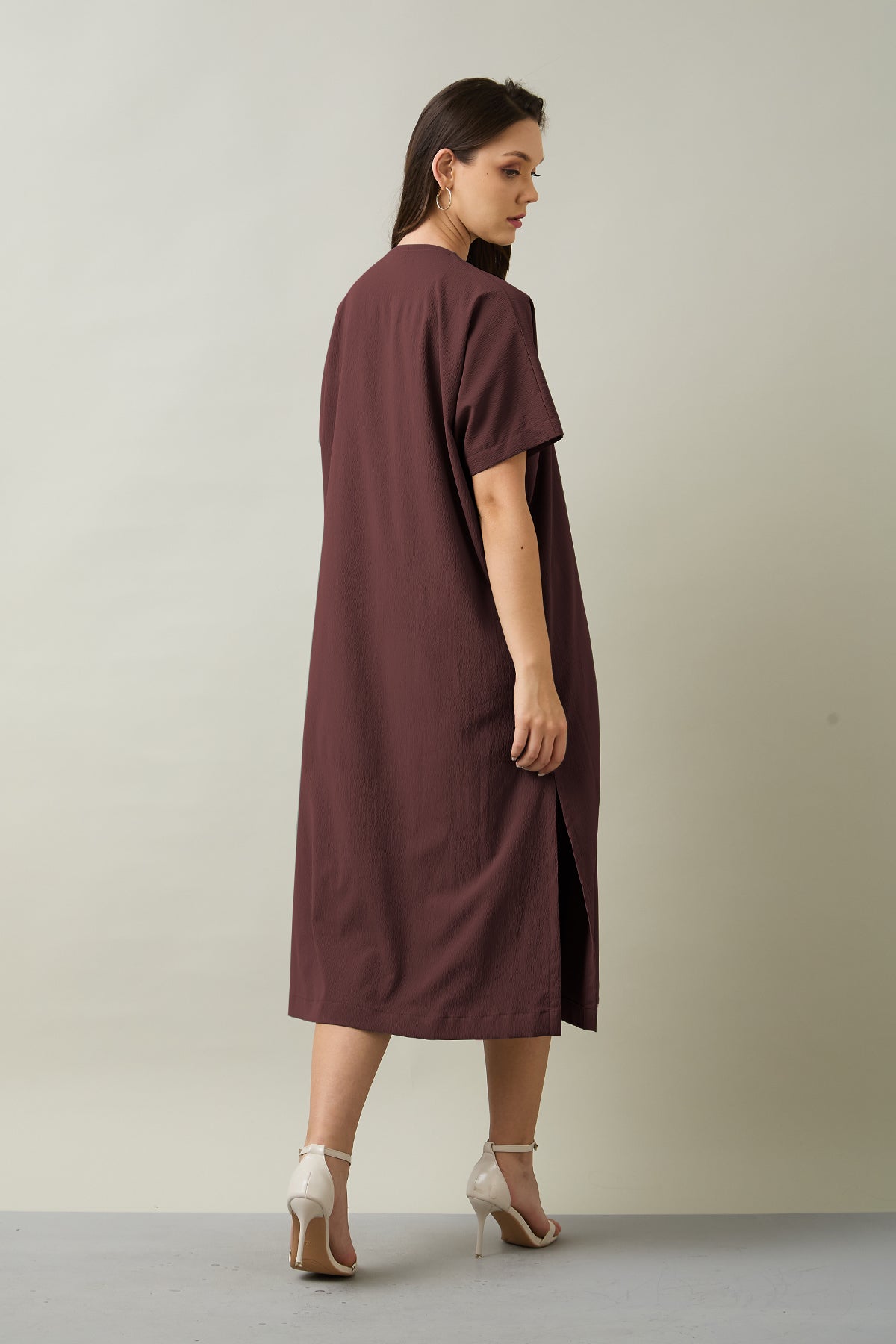 Wine Relaxed Fit Midi Dress