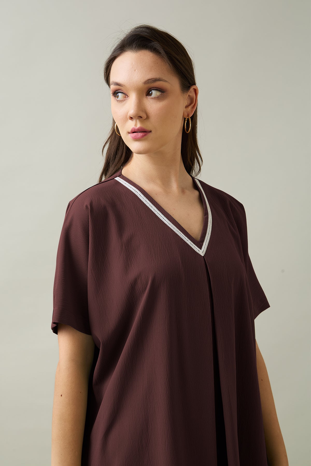 Wine Relaxed Fit Midi Dress