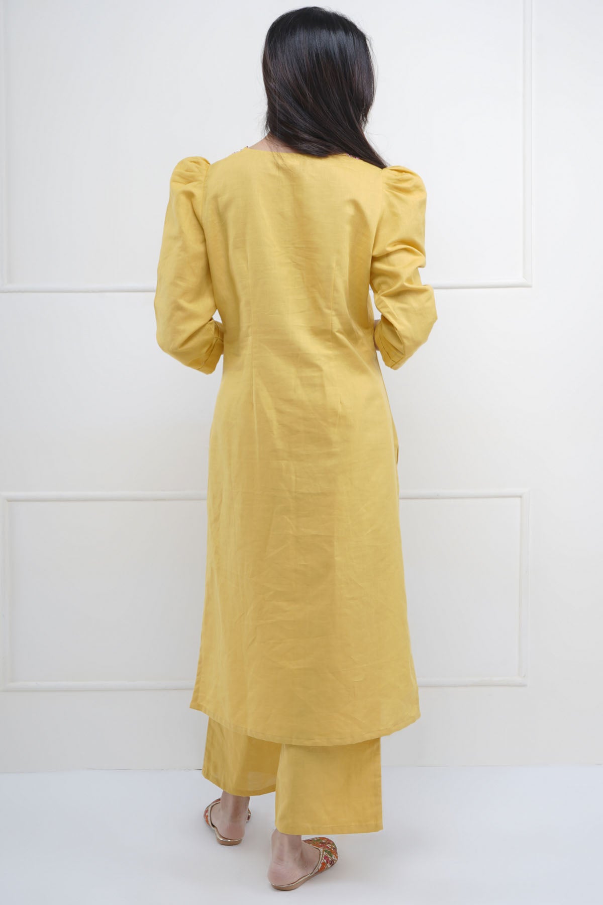 Yellow Embroidered Kurta & Pant