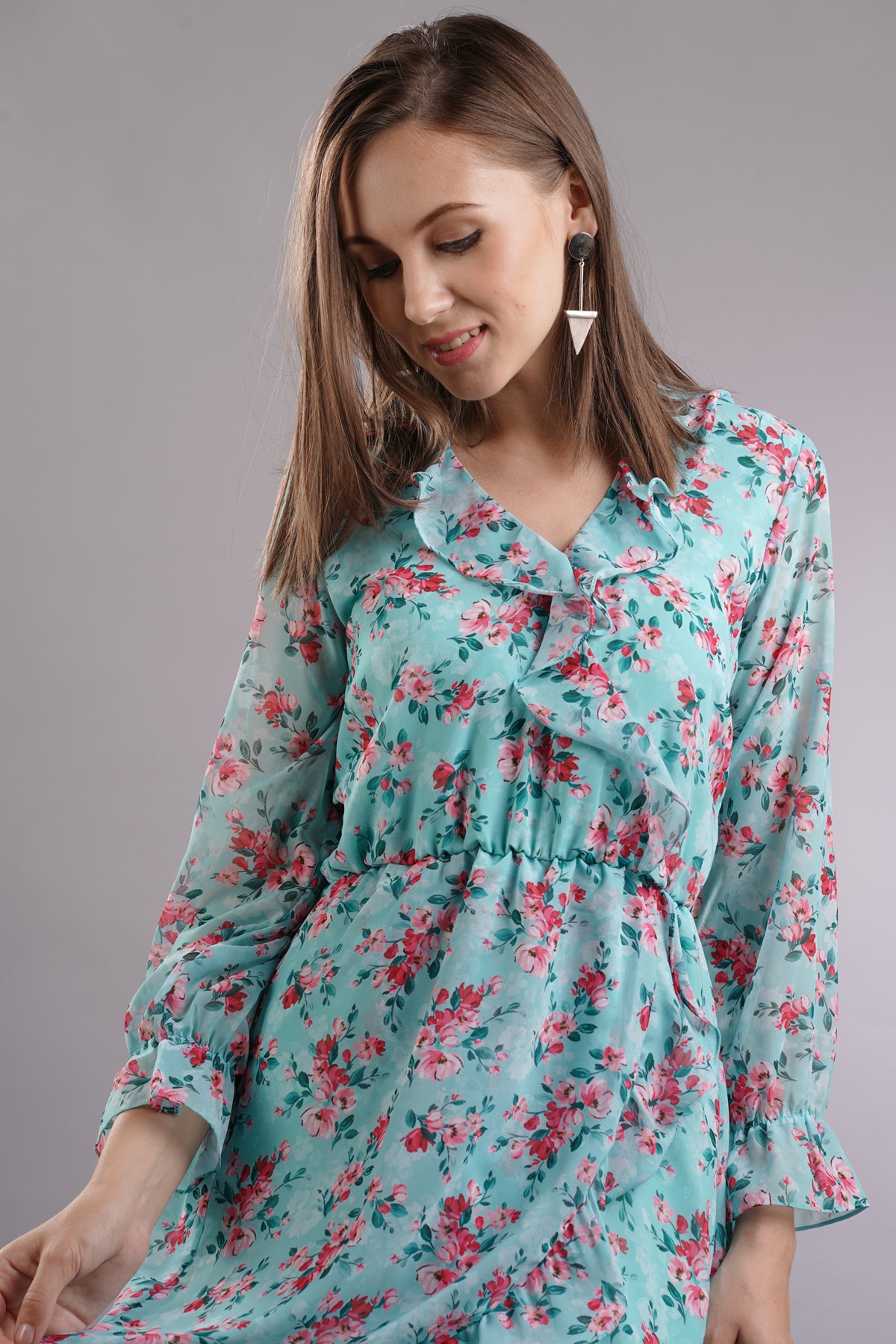 Ruffled Floral Mini Dress