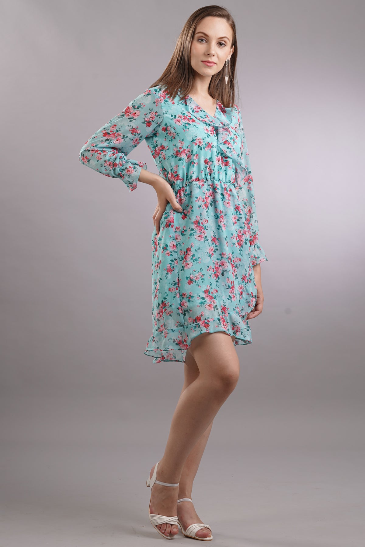Ruffled Floral Mini Dress