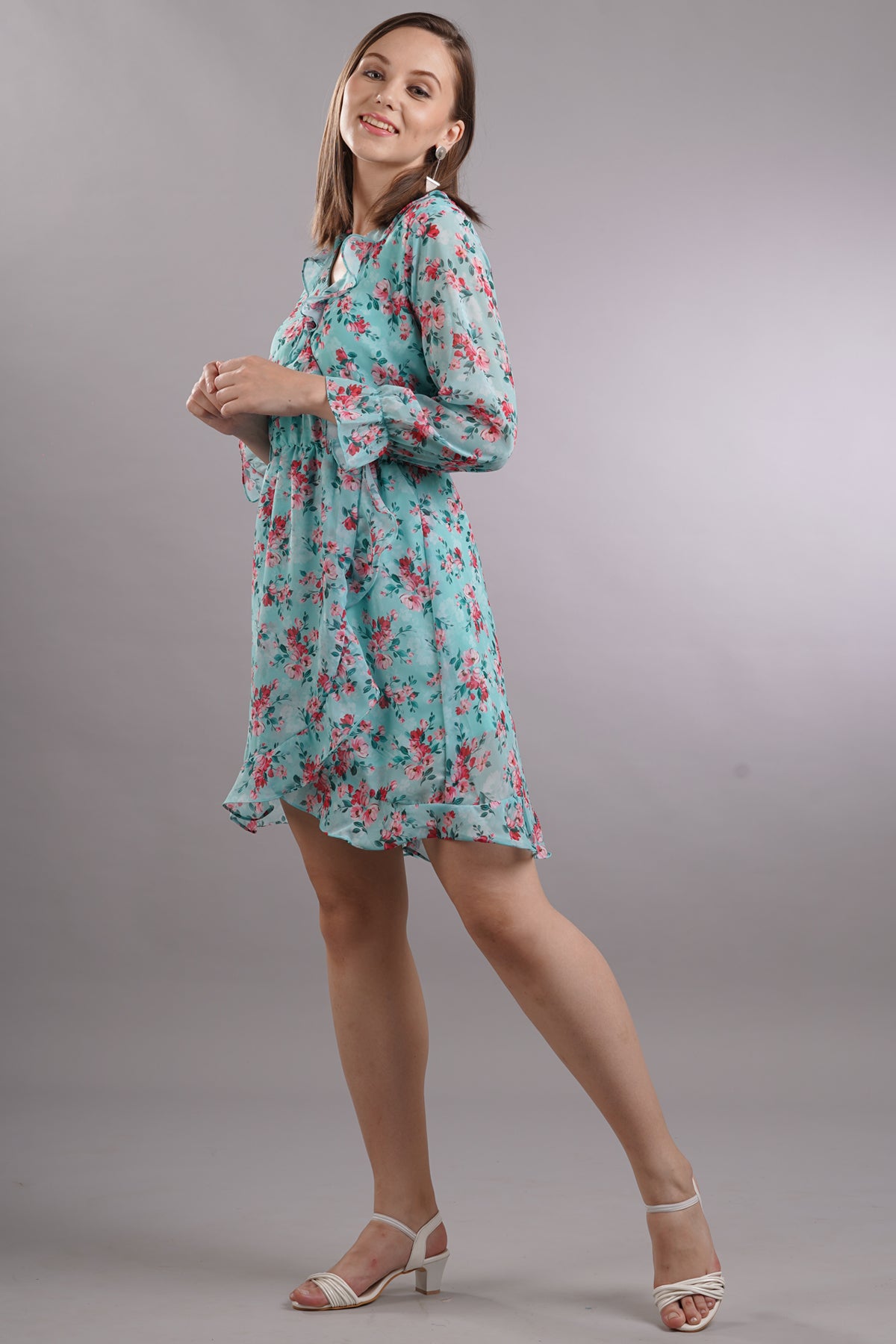 Ruffled Floral Mini Dress
