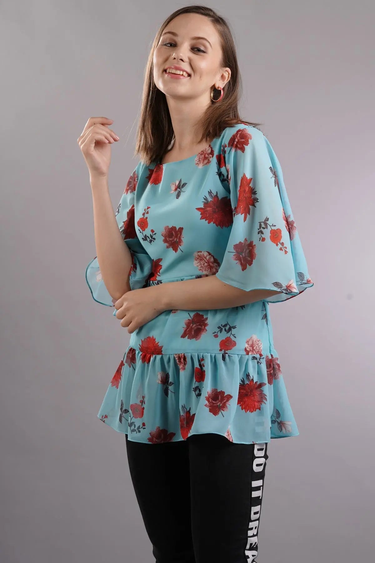 Floral Flared & Tiered Top SNEHA B