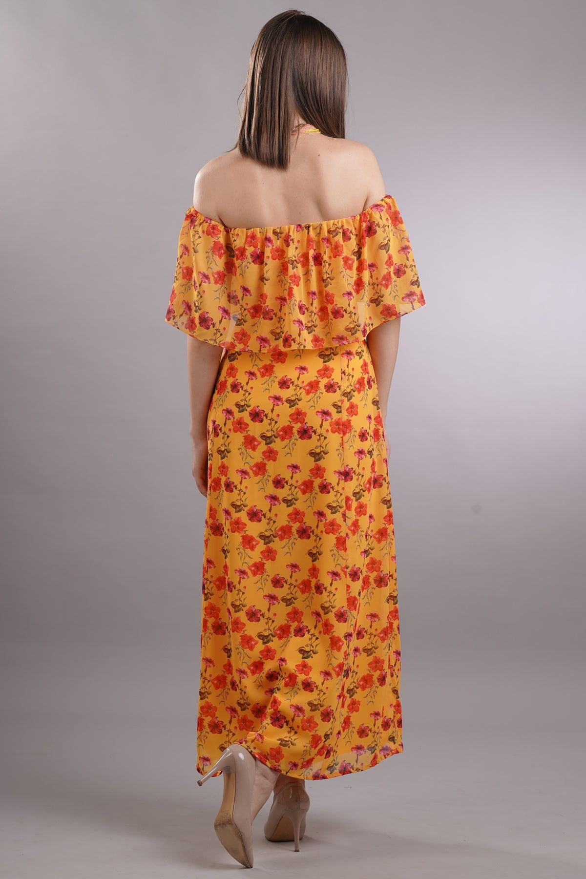 Floral Off Shoulder Overlay Dress