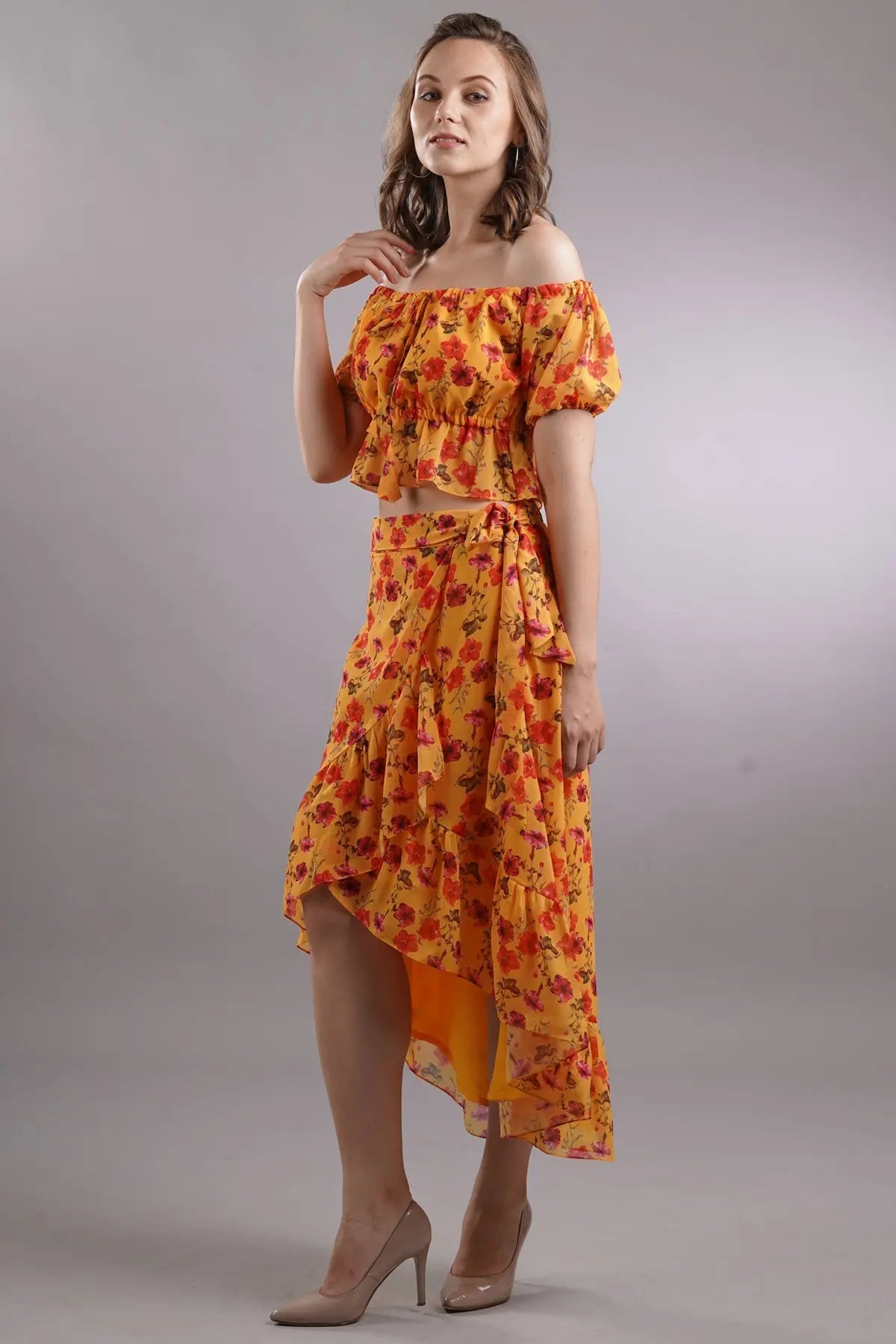 Floral Top & Asymmetric Skirt Set SNEHA B