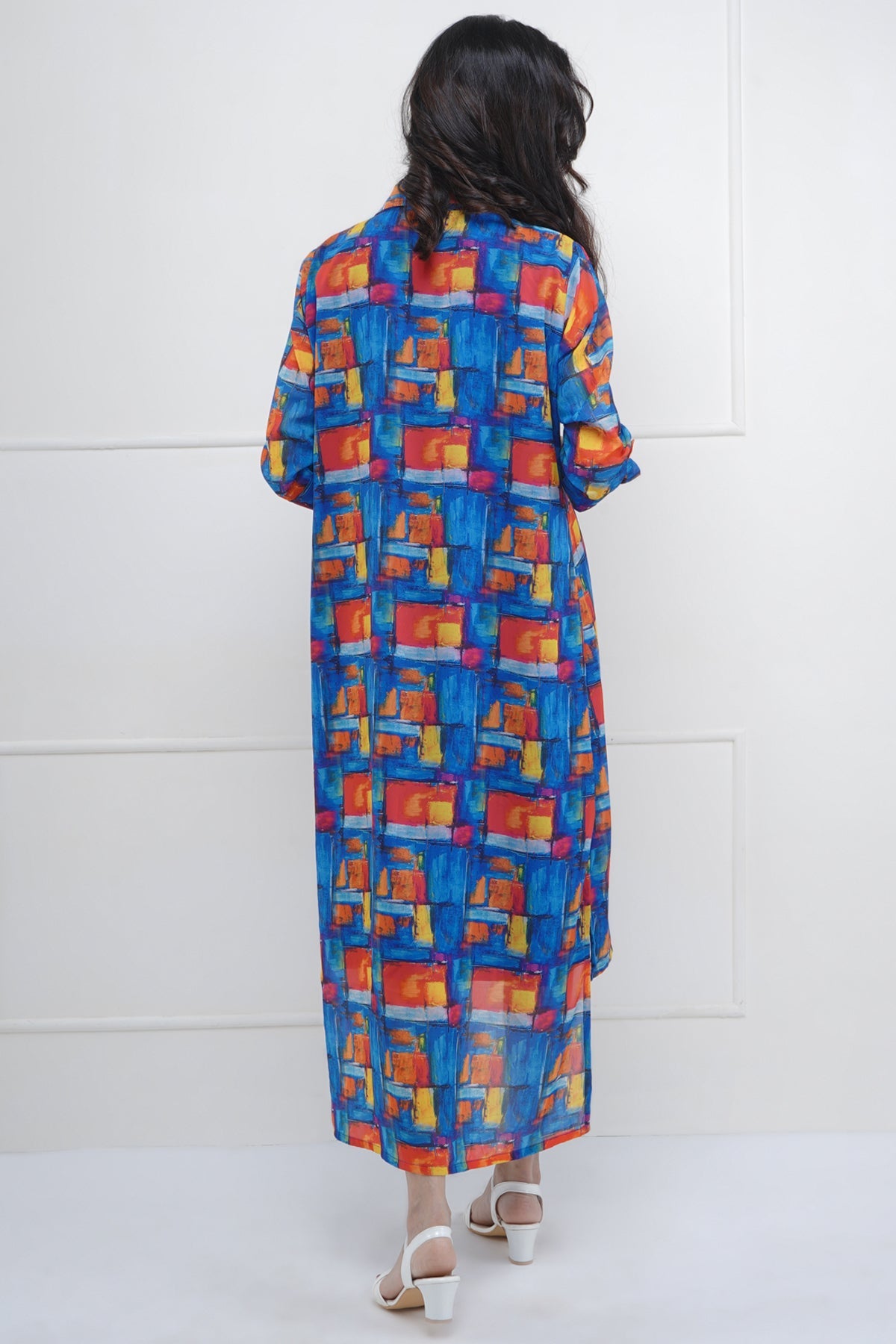 High Low Abstract Print Dress