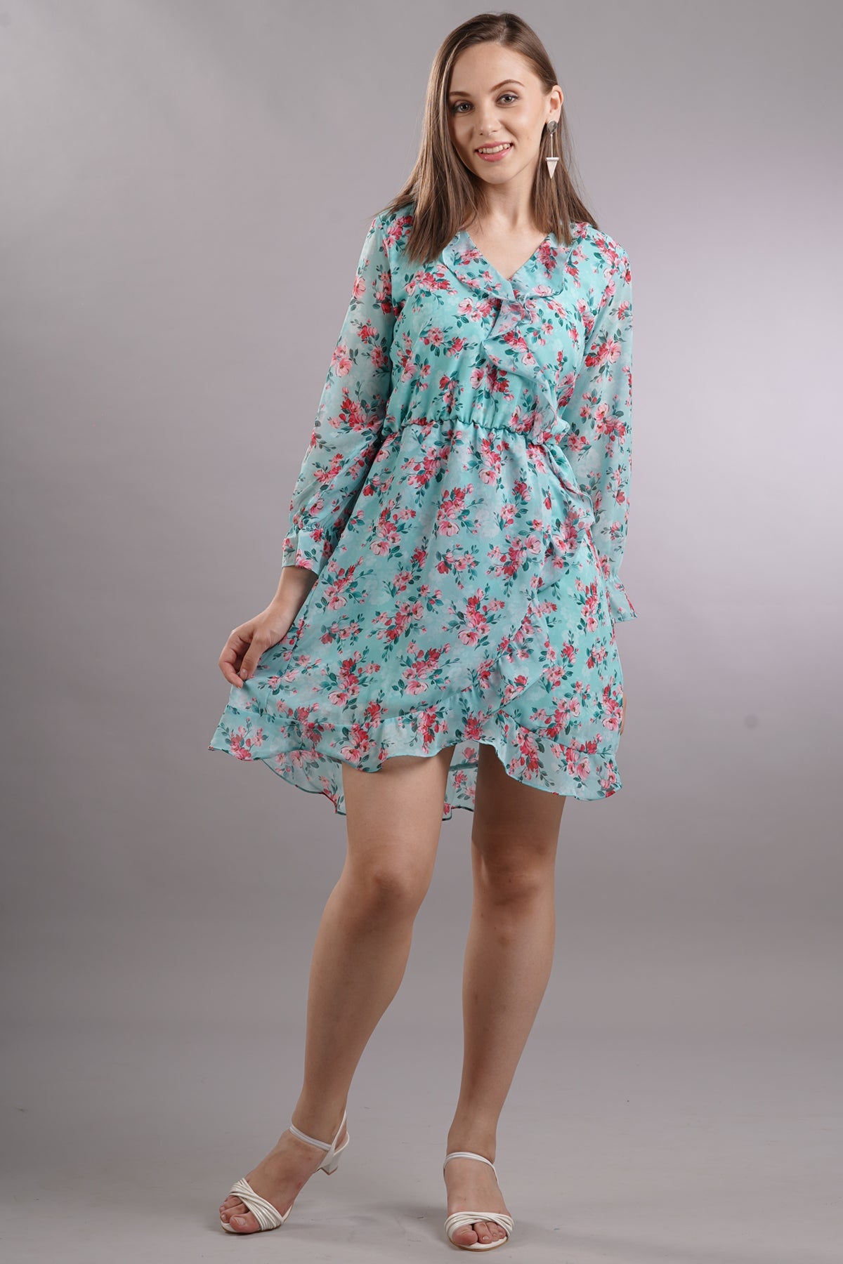 Ruffled Floral Mini Dress
