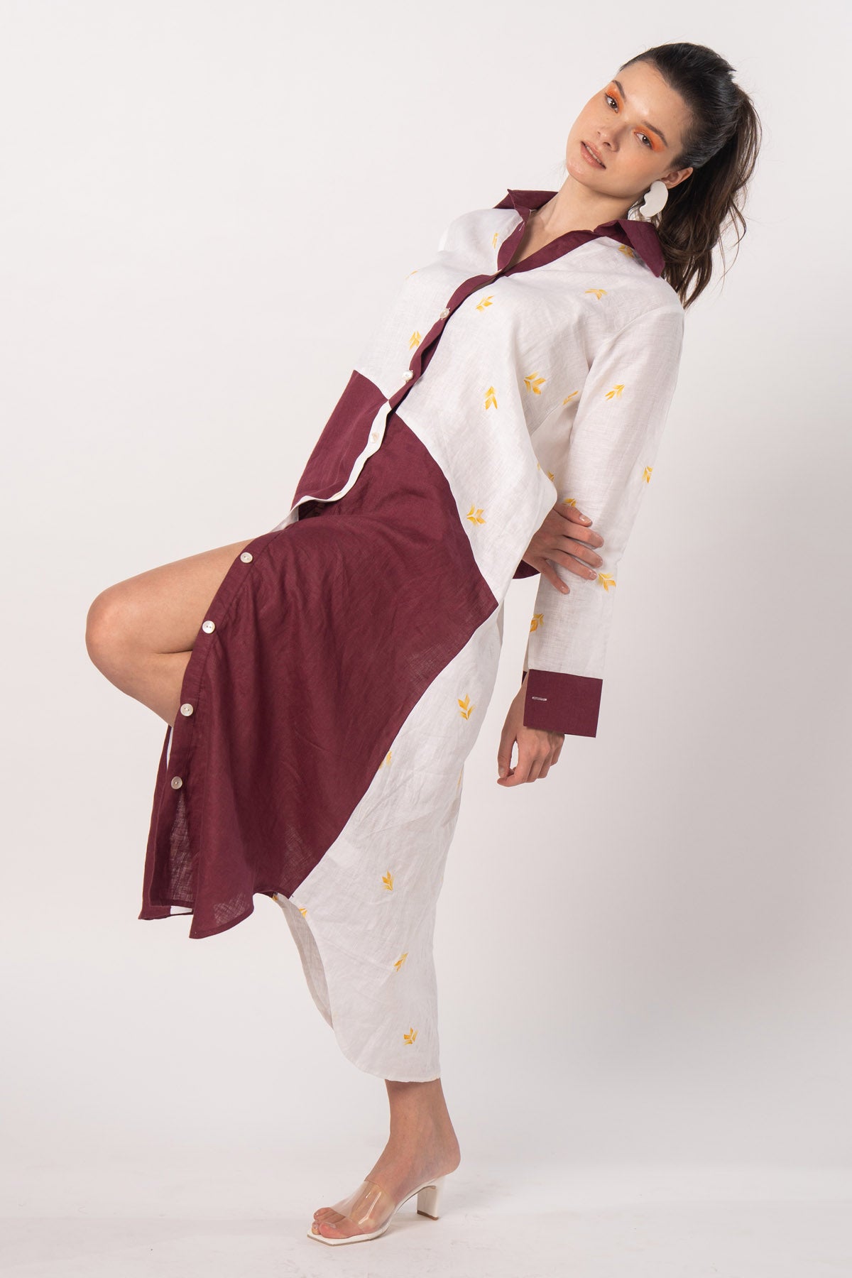 Asymmetric Linen Shirt Dress