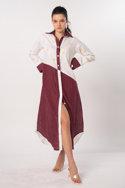 Asymmetric Linen Shirt Dress