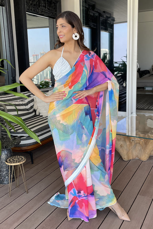 Printed Saree & Embroidered Blouse