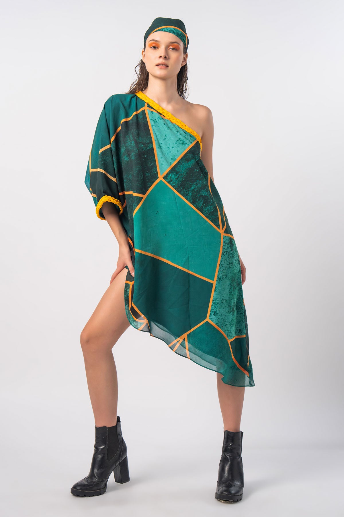 One Shoulder Kaftan Dress