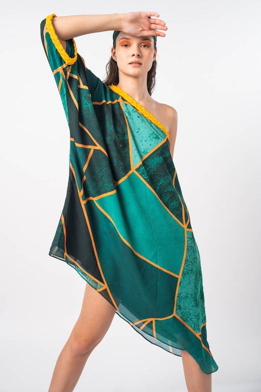 One Shoulder Kaftan Dress