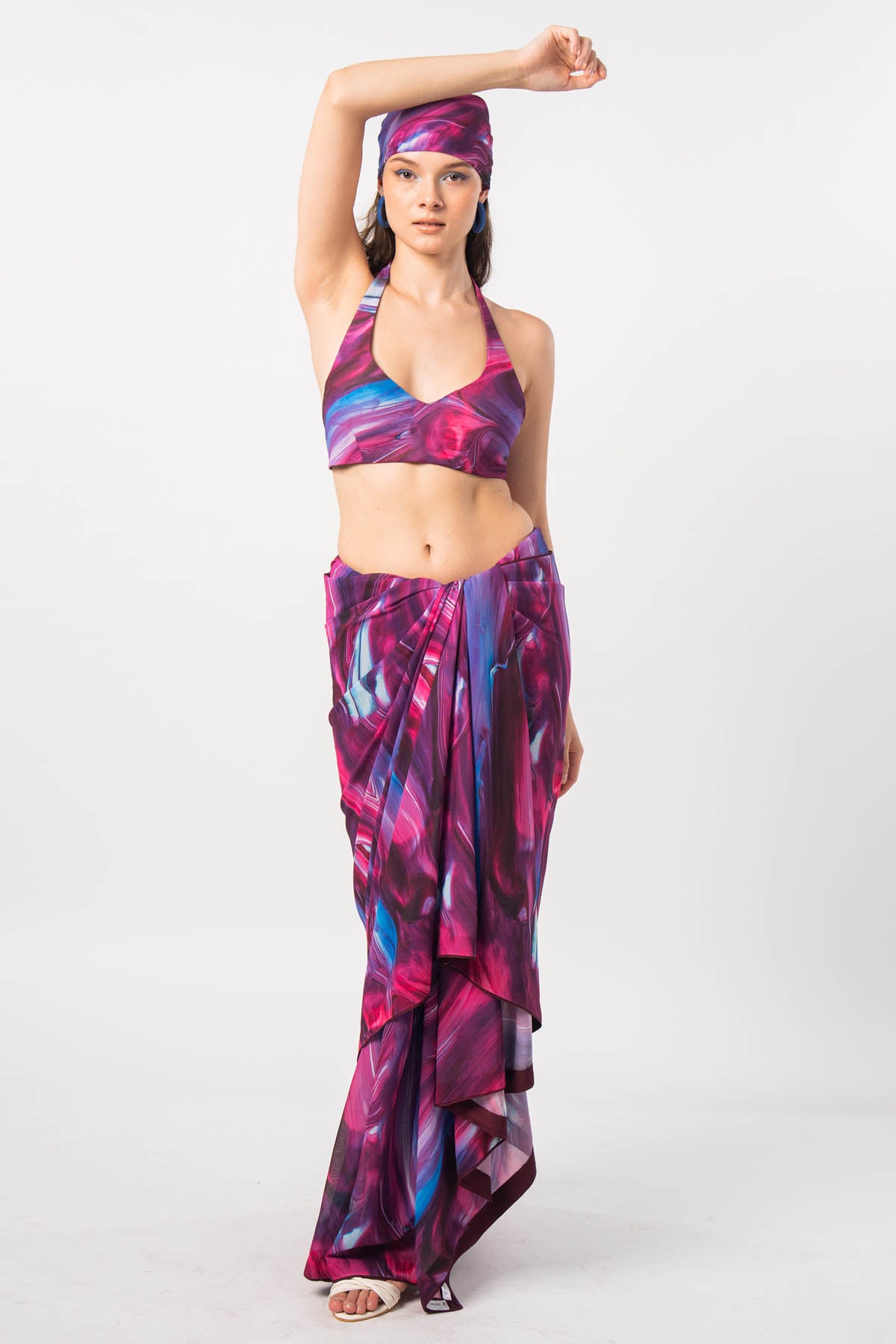 Abstract Printed Saree & Blouse