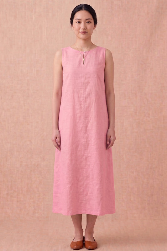 Carnation Pink Linen Midi Dress