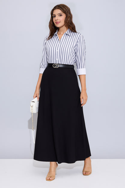 Grey Cotton Stripe Collar Shirt