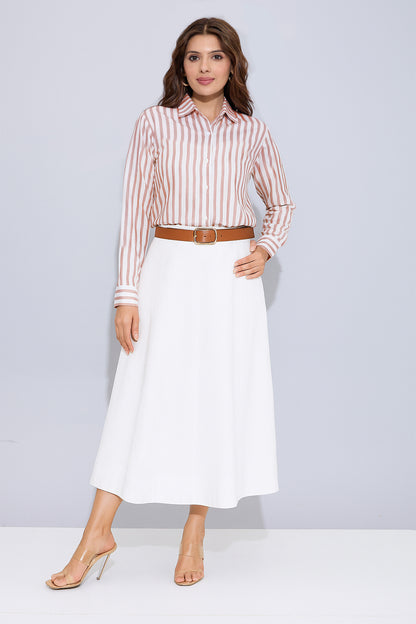 Orange Pure Cotton Stripe Shirt