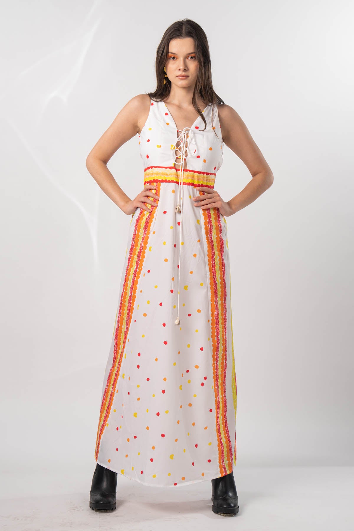 Crepe Dots Printed Maxi Dress