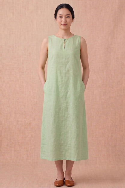 Pista Green Linen Blend Dress