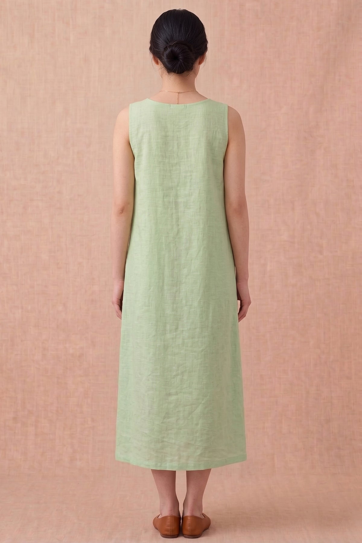Pista Green Linen Blend Dress