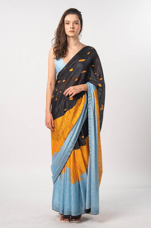 Scenic Fire Printed Saree & Blouse