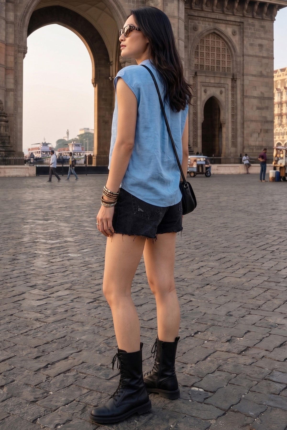 Baby Blue Cotton Buttoned Top