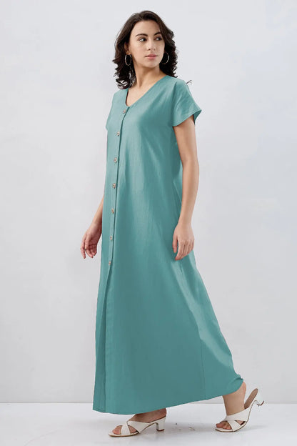 Baby Blue Cotton Button Dress SNEHA B