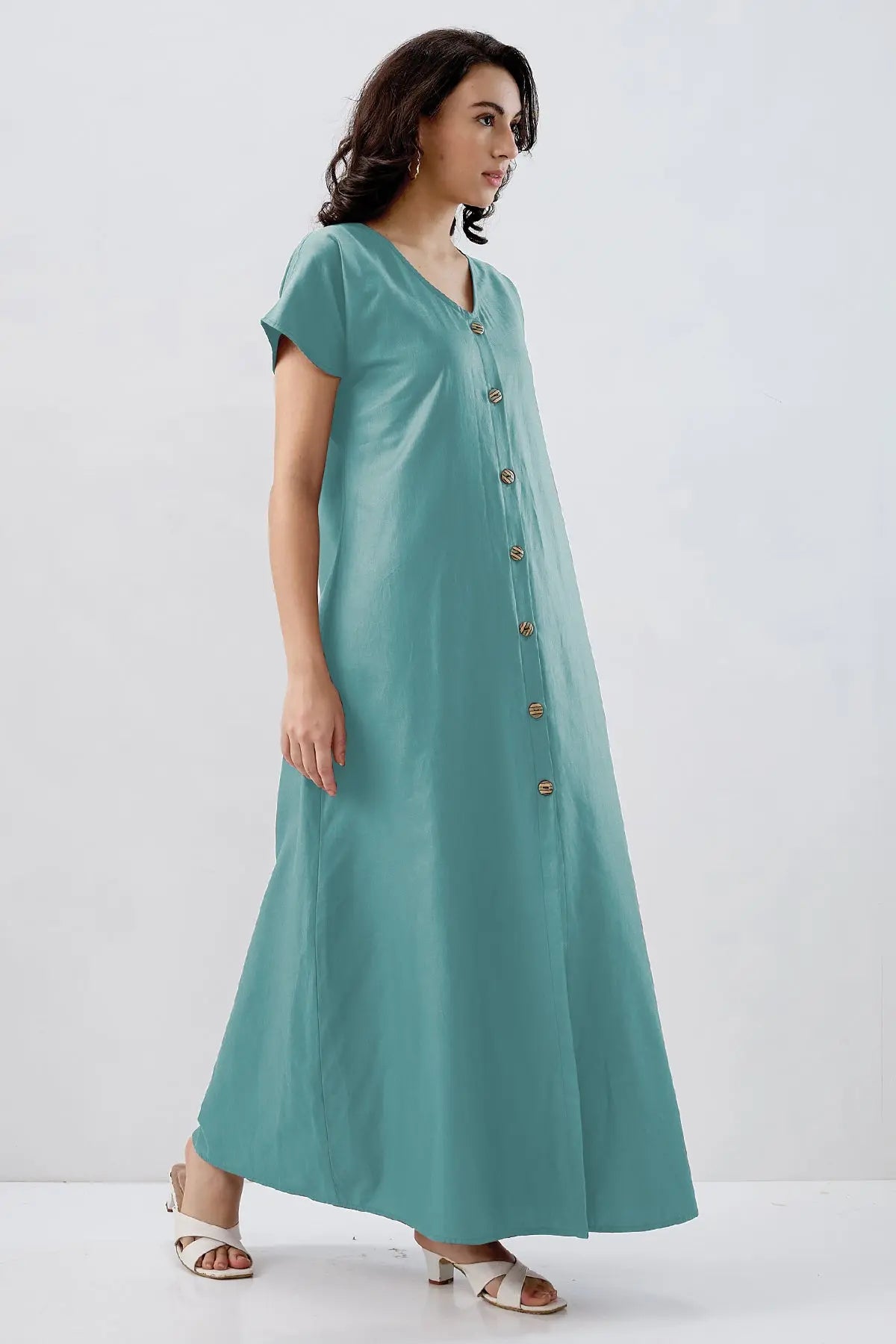 Baby Blue Cotton Button Dress SNEHA B