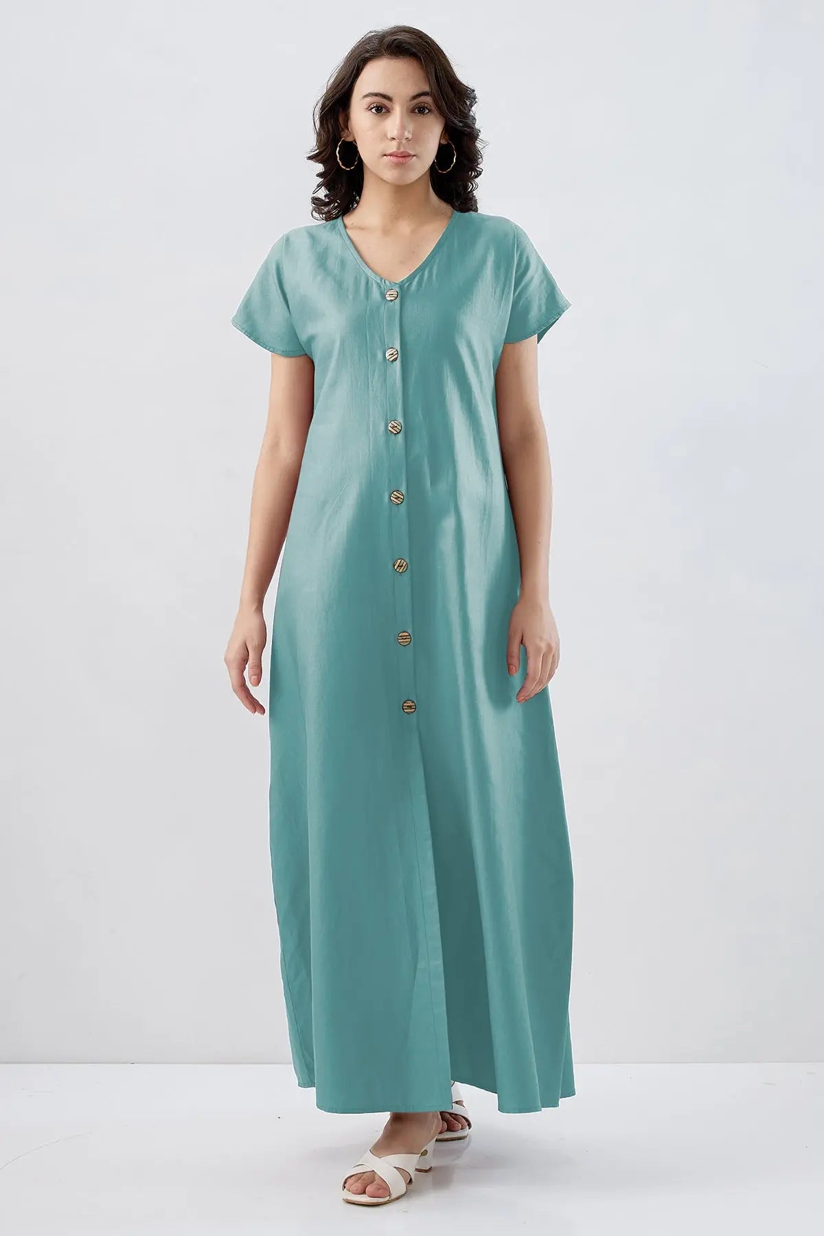 Baby Blue Cotton Button Dress SNEHA B
