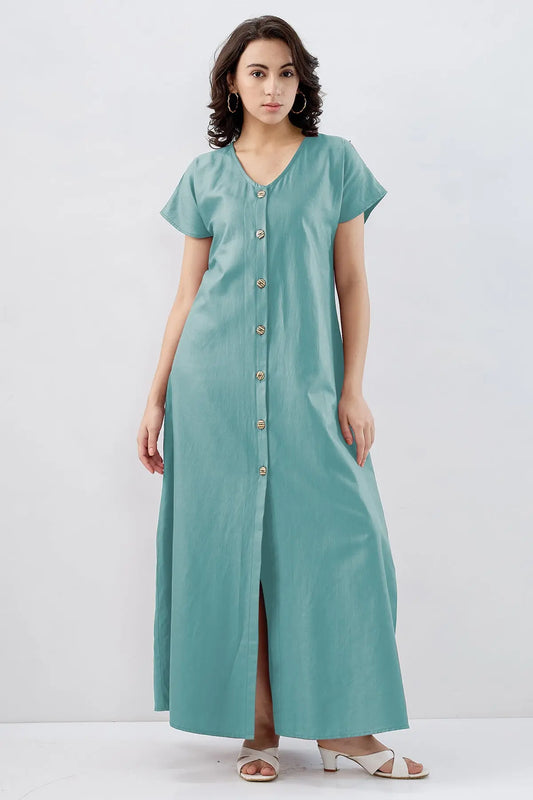 Baby Blue Cotton Button Dress SNEHA B